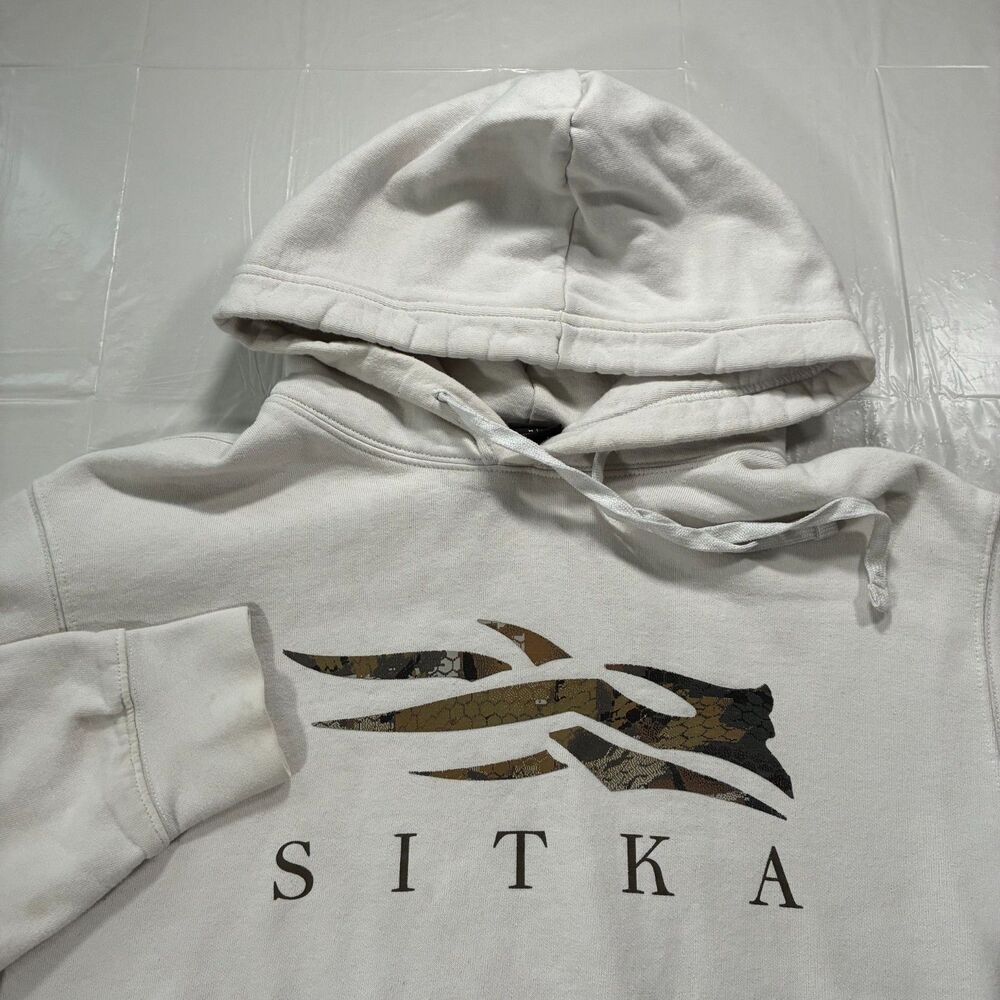 Sitka Heavy Cotton Icon Optifade Elevated Pullover Camo White Hoodie Size Medium